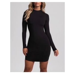 Club Monaco Ribbed Knit Black Sweater Dress